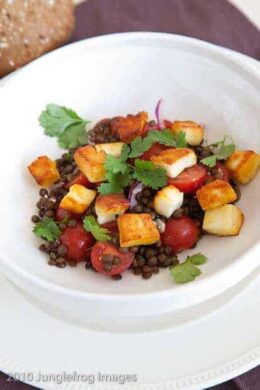 Puy lentil salad with halloumi | insimoneskitchen.com