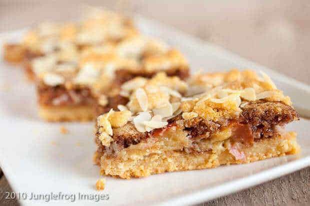 Plum and almond crumble slice