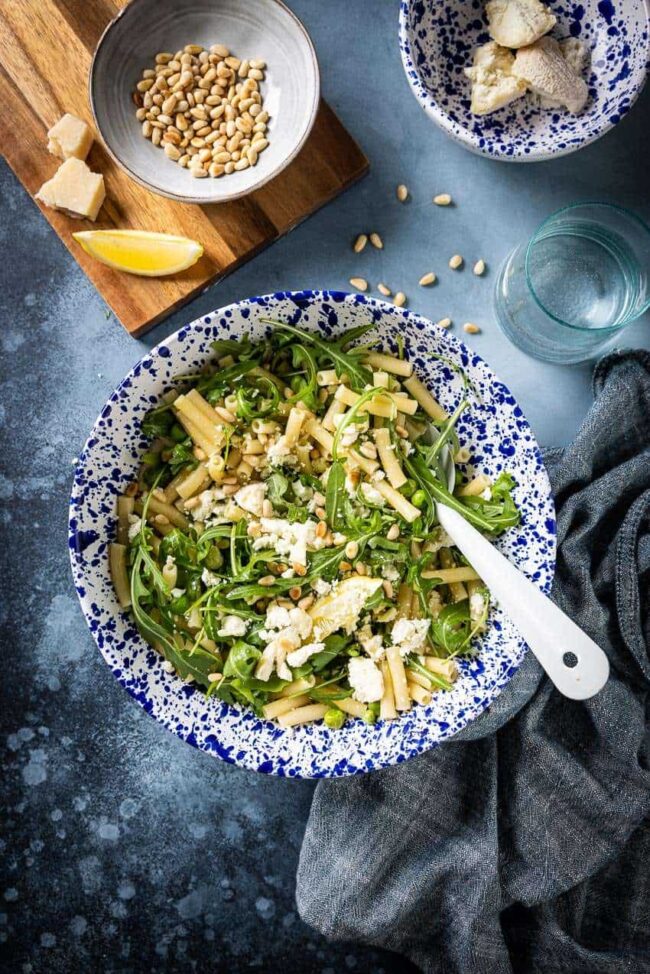 vegetarian pasta with goat cheese