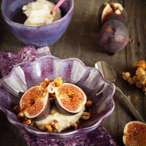 Figs with honey rose mascarpone