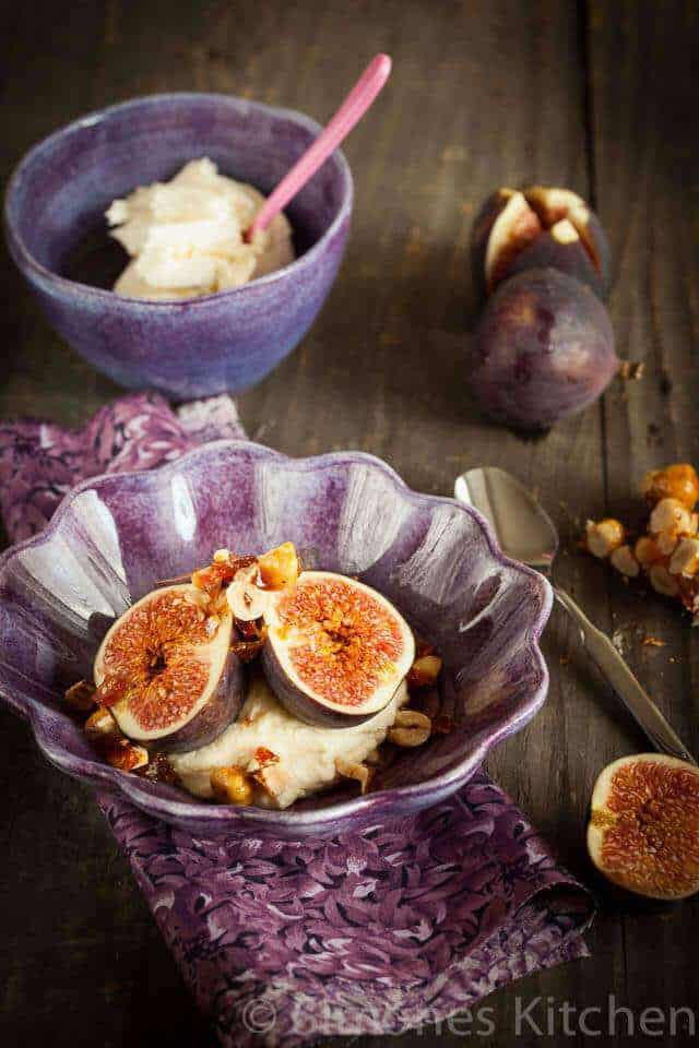Figs with honey rose mascarpone