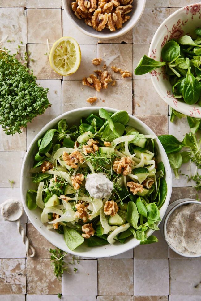 Cucumber salad with walnuts