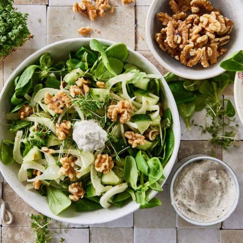 Cucumber salad with walnuts
