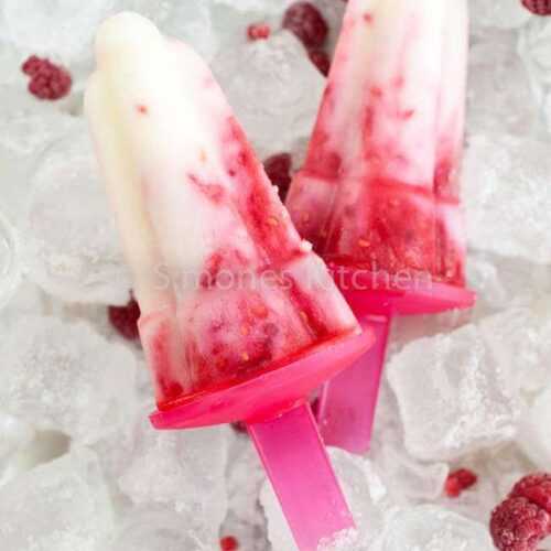frambozen en vanille ijsjes