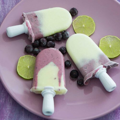 Melon popsicles with blueberries