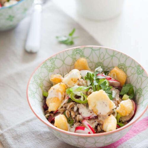 Spelt salade met lekkere halloumi