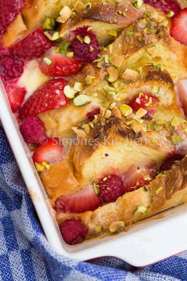 French toast with lemon curd and strawberries