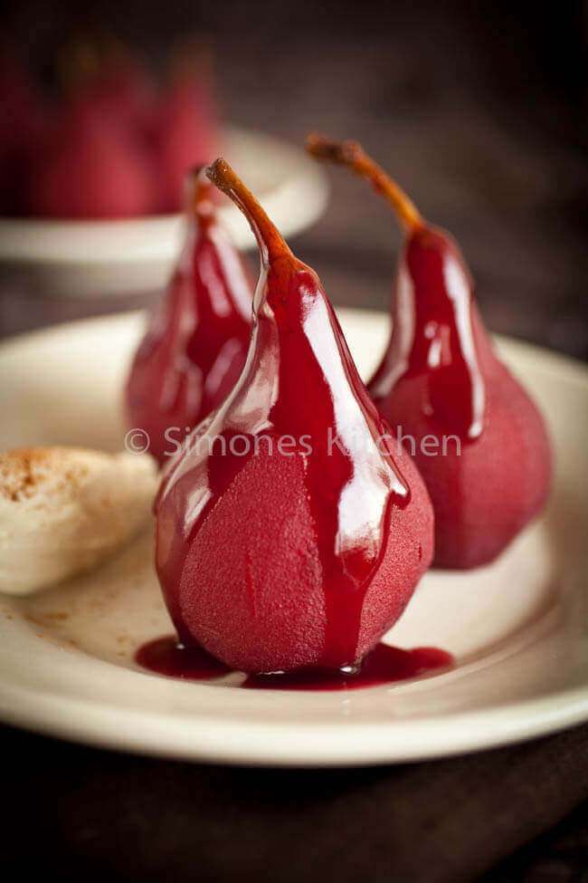 slow cooked poached pears