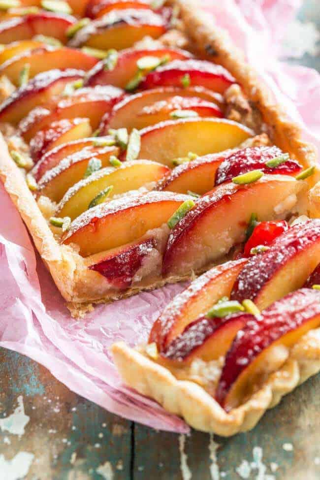 Plum tart with marzipan
