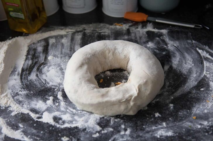 Making the dough for the tortano