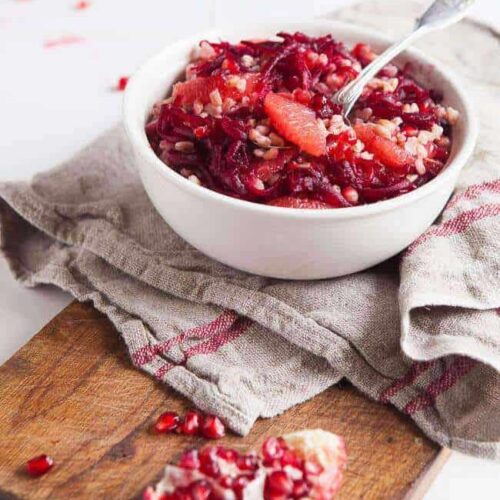 spelt salad with beetroot and pomegranate