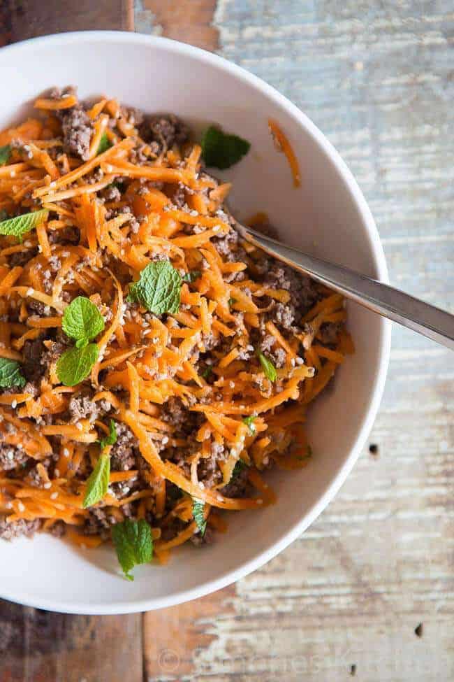 Carrot salad with minced meat