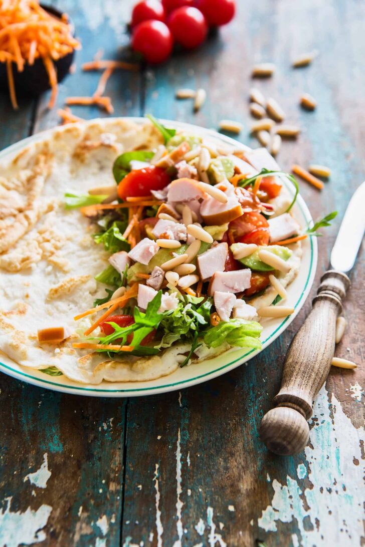 Add filling of your choice to the coconut flour tortilla wraps