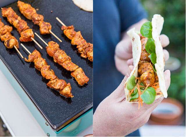 Chicken skewers with mexican spicerub and tortilla | insimoneskitchen.com