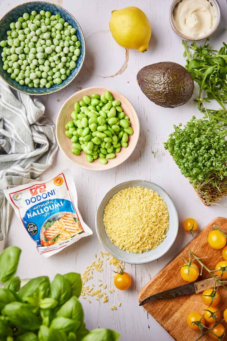 Ingredients for orzo salad
