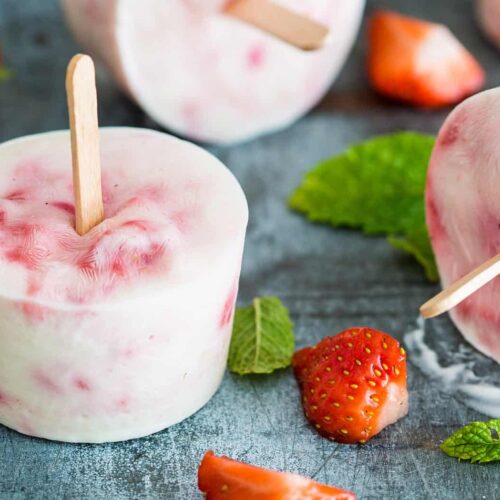 Strawberry yogurt popsicles