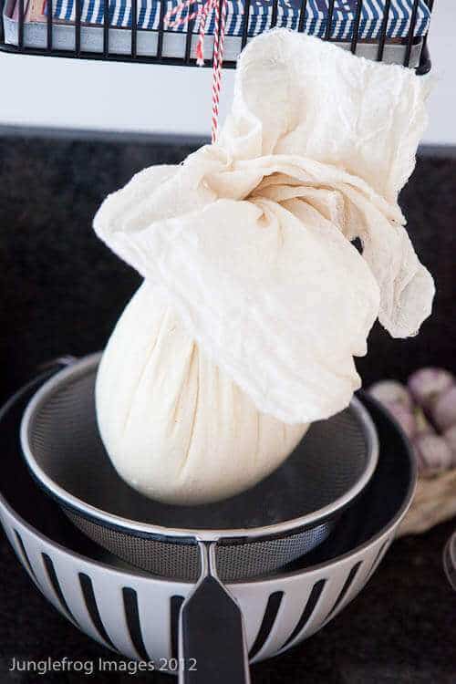 Hang your goat cheese to drain