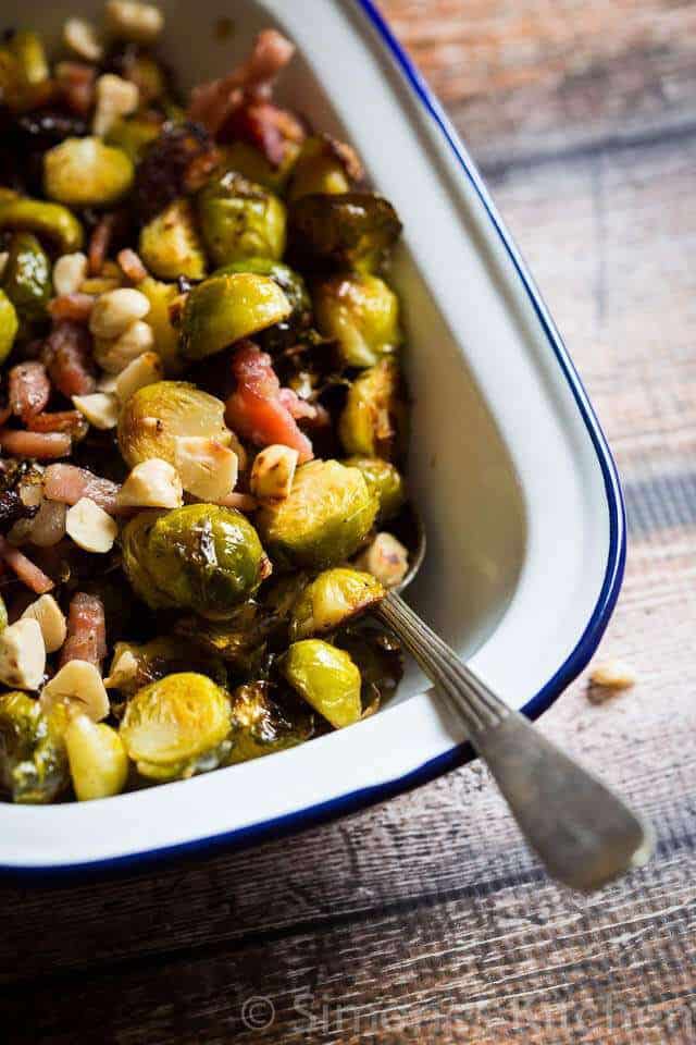 Roasted Brussels sprouts with bacon and hazelnuts | insimoneskitchen.com