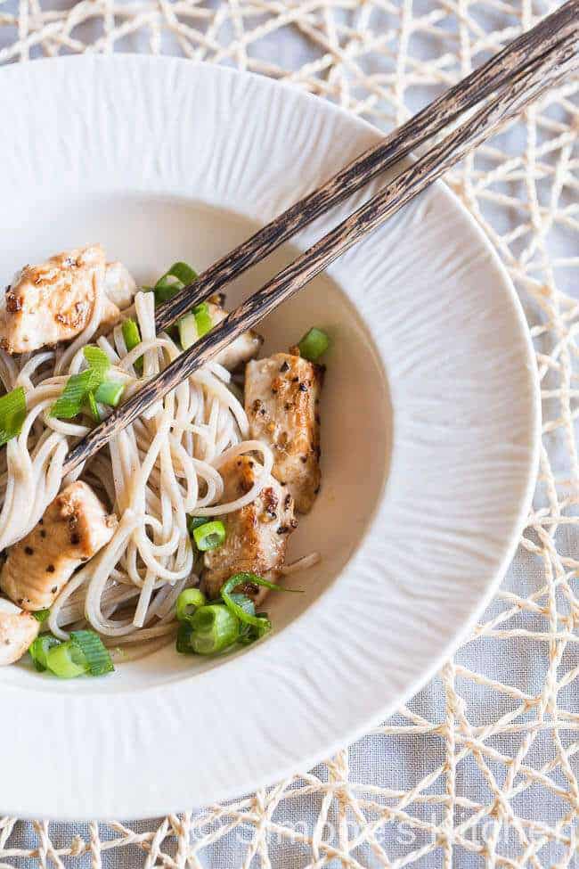 Soba noodles with lemon pepper