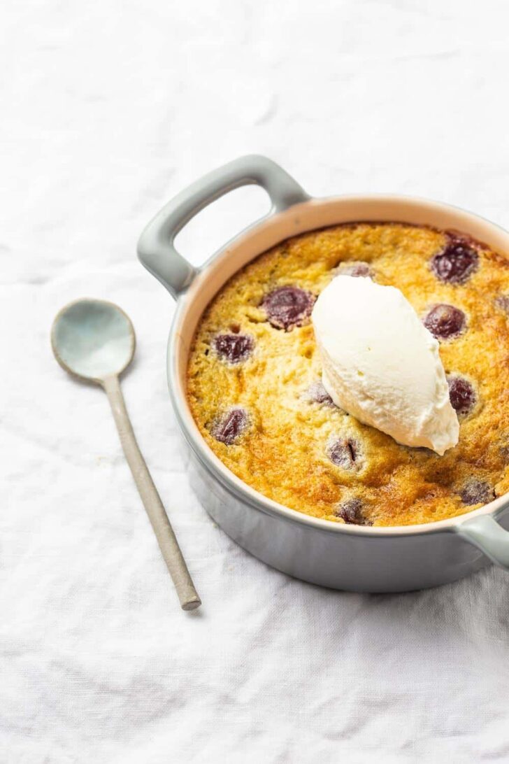 cherry clafoutis with white chocolate