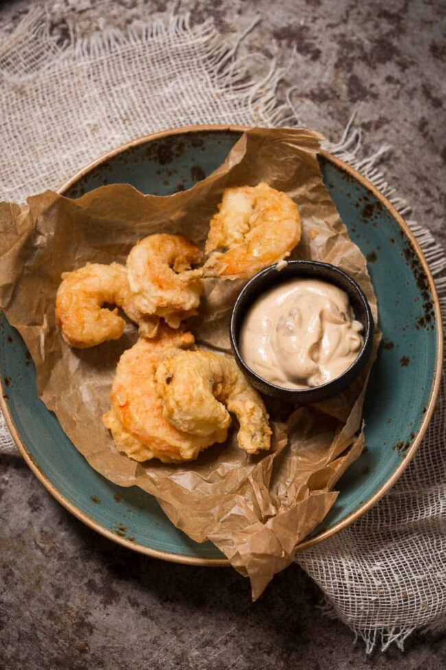 Tempura fried prawns