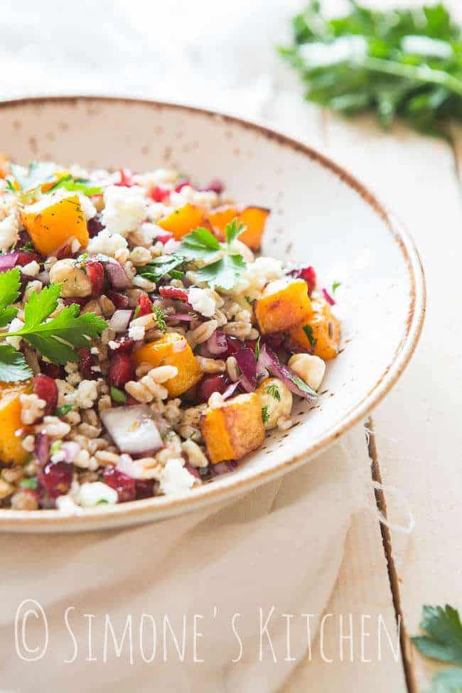 Spelt salad with pumpkin and pomegranate | insimoneskitchen.com