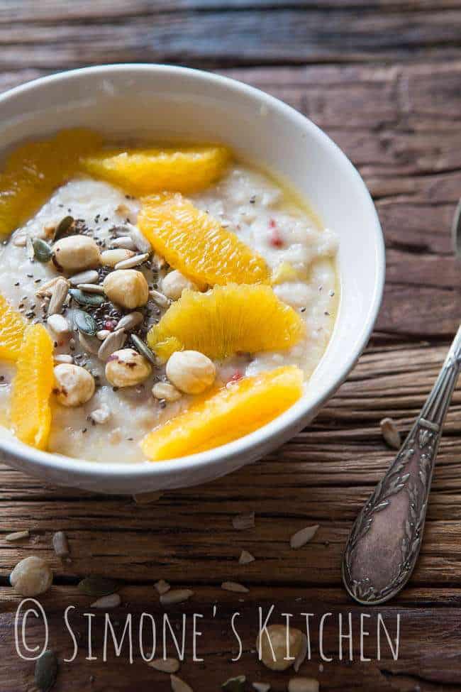 Coconut oatmeal with oranges | insimoneskitchen.com
