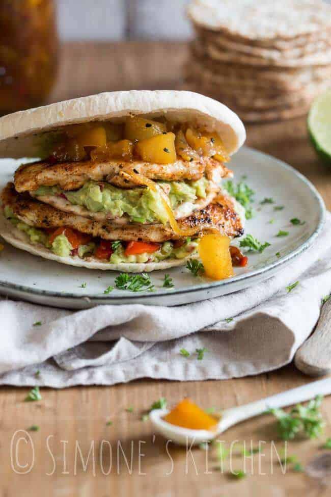 Flat chickenburger with avocado mash | insimoneskitchen.com