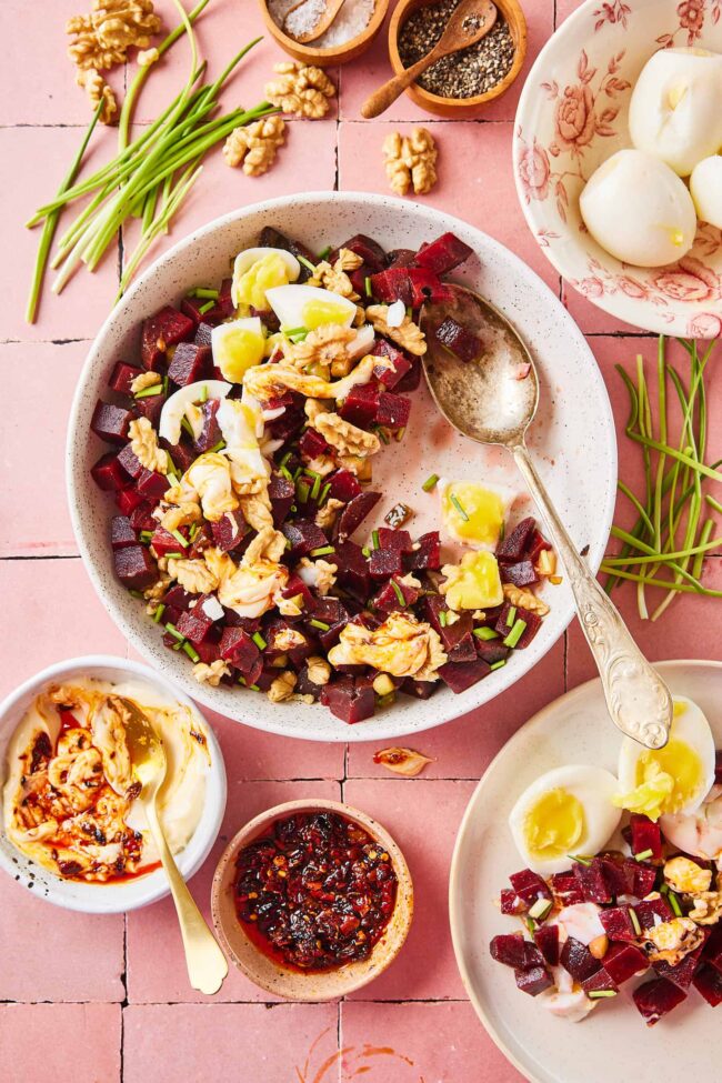 beetroot salad with eggs