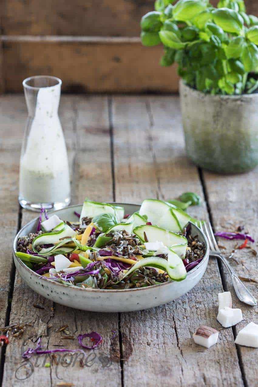 Asian salad with cucumber and rice | insmoneskitchen.com