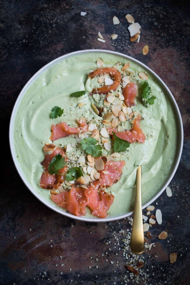 avocado soup with smoked salmon