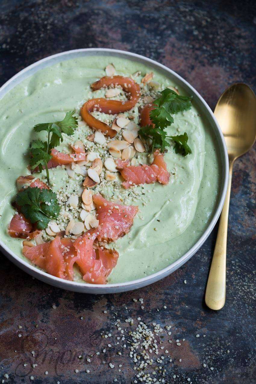 Avocado soup with smoked salmon | insimoneskitchen.com