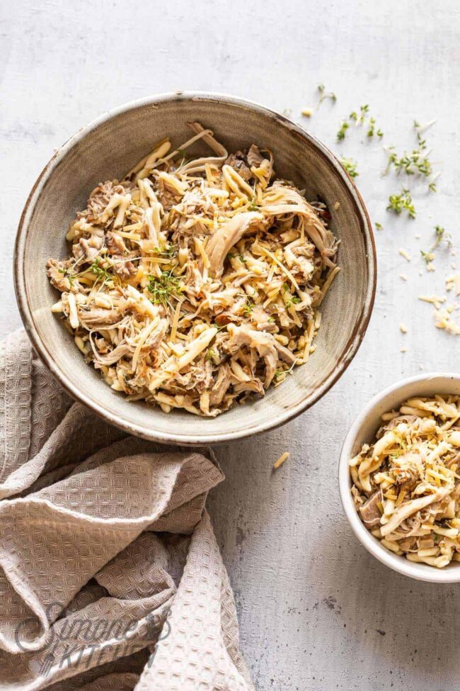 white wine chicken with orzo