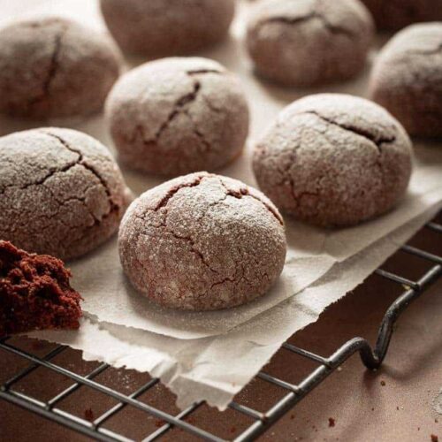 Red velvet crinkle cookies