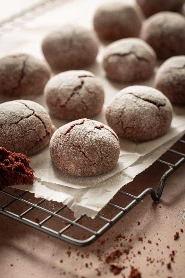 Red velvet crinkle cookies
