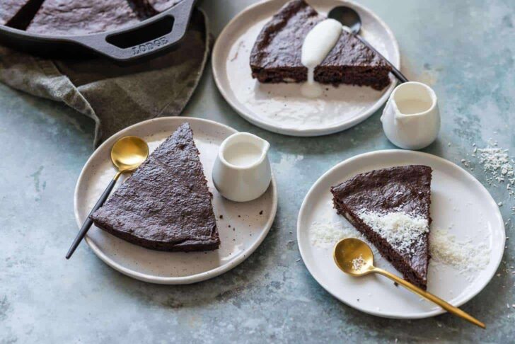 Gluten free brownies with banana flour and whipped coconut cream