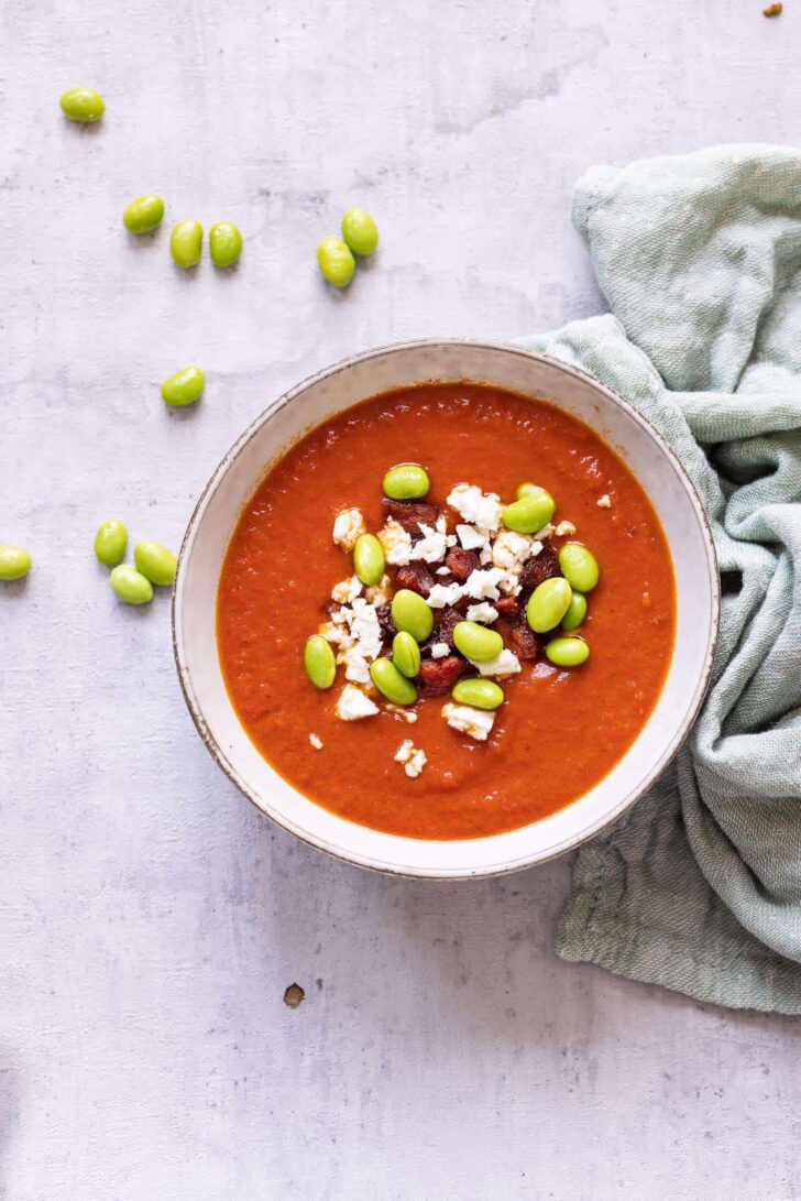 Spicy bell pepper soup topshot