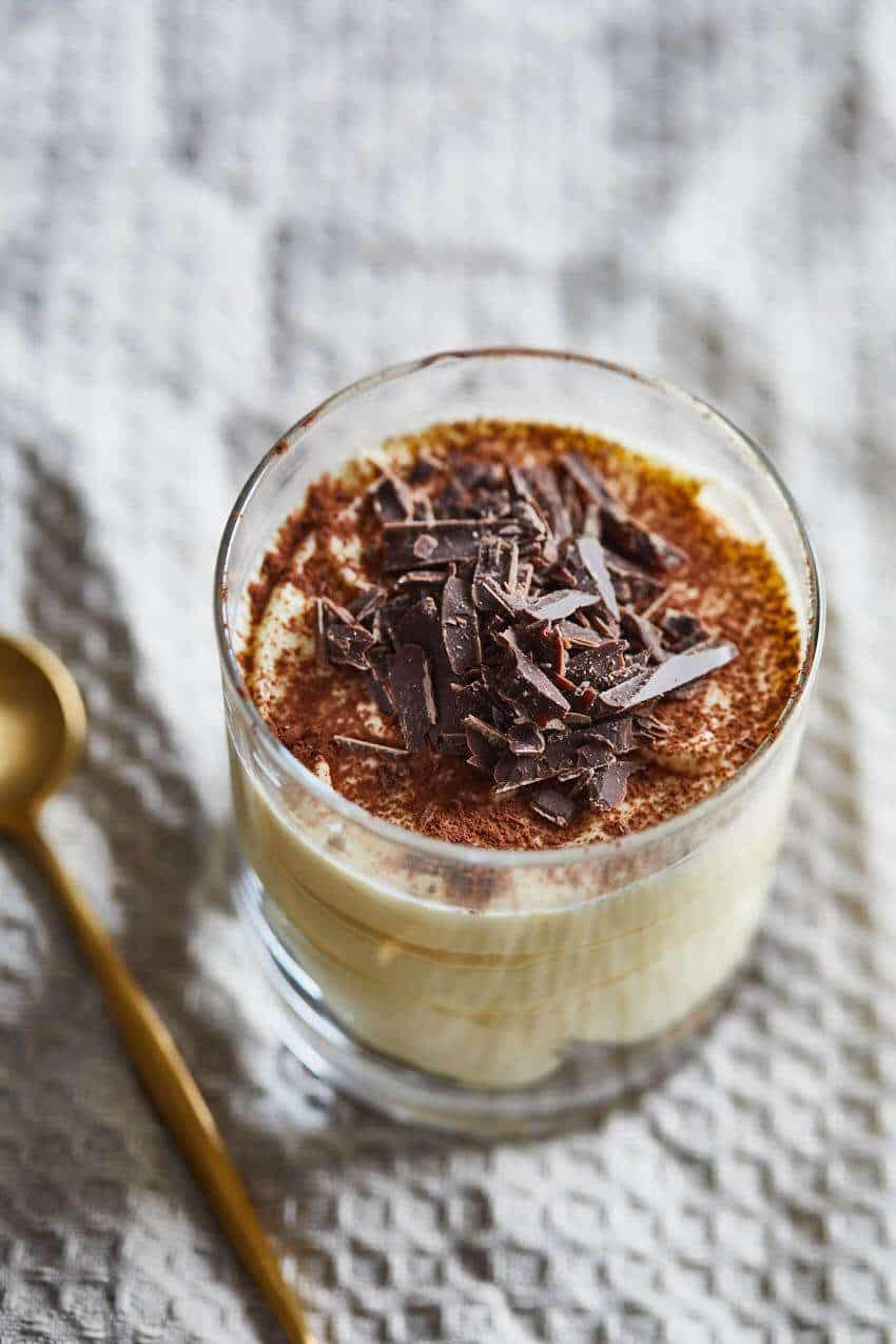 tiramisu with amaretto in a glass