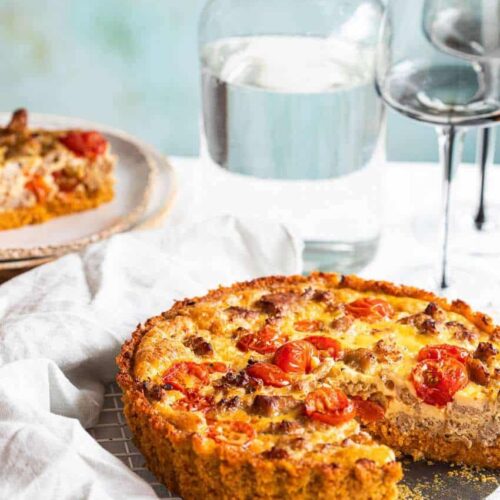 pumpkin quiche with sausages