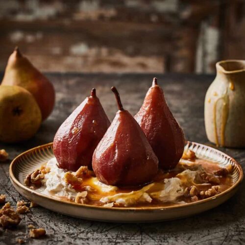 Slow cooker poached pears