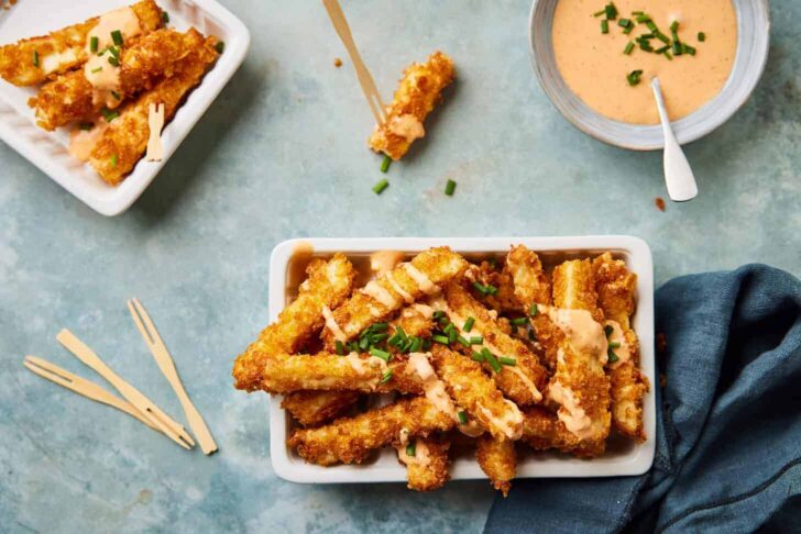 Halloumi fries with crispy cornflake coating