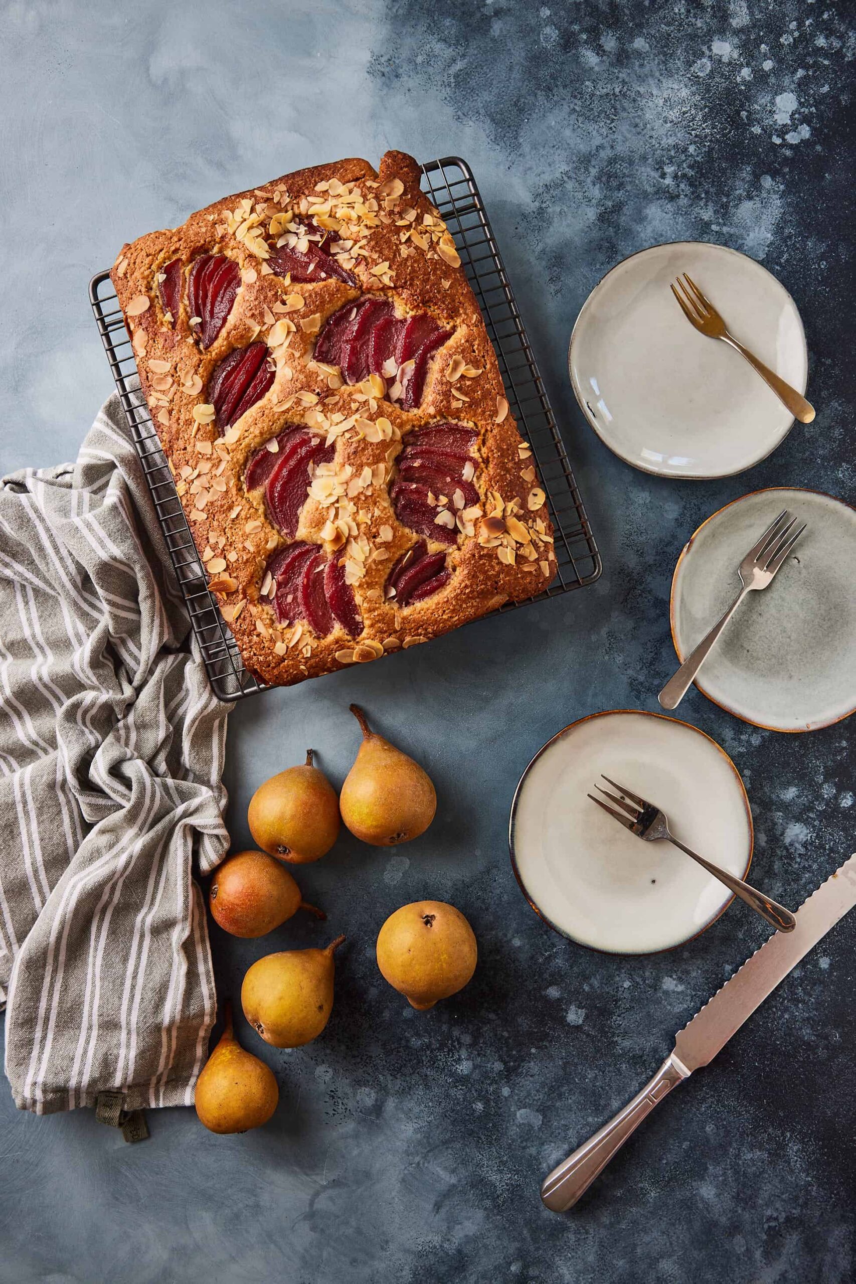 gluten free poached pear cake