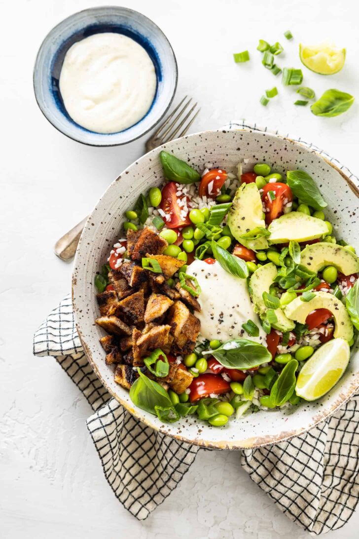 Poke bowl with pork belly