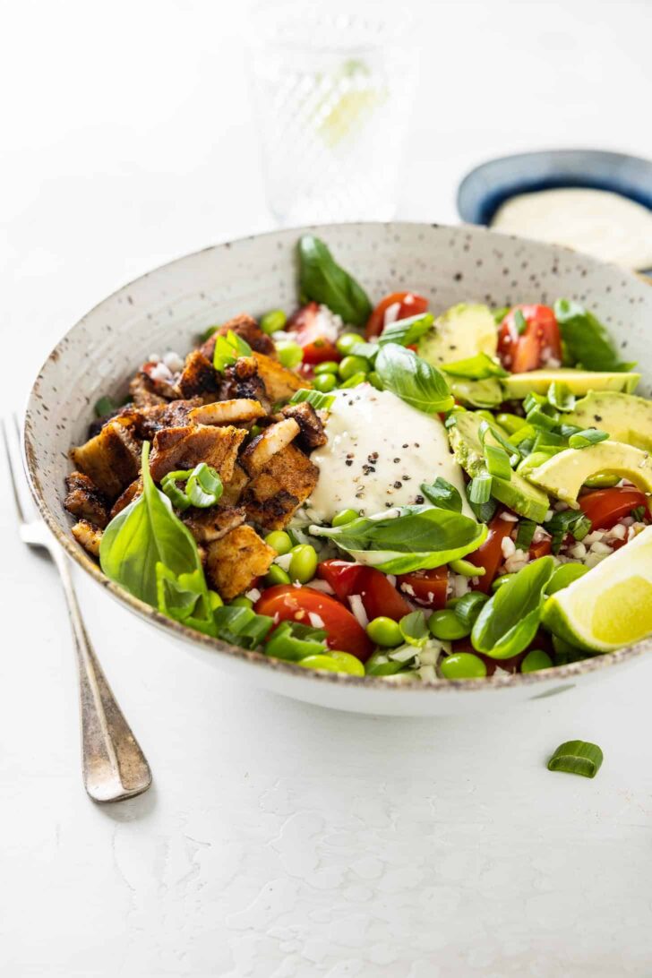 Poke bowl with pork belly