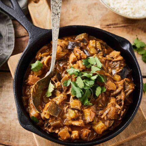 Eggplant curry with jackfruit