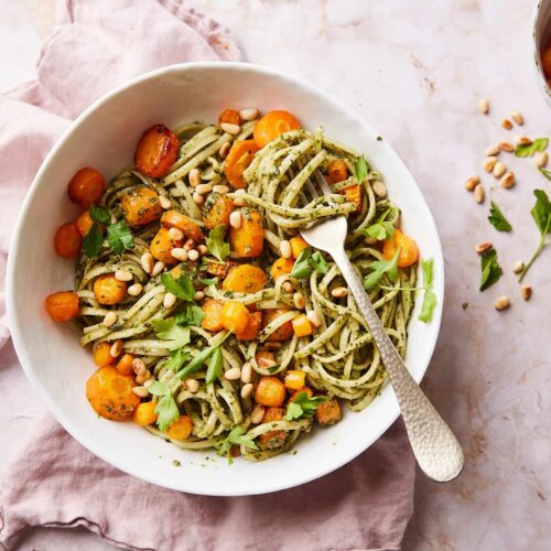 Pasta with roasted carrots