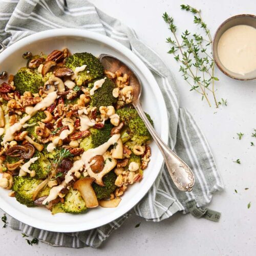 roasted broccoli with mushrooms