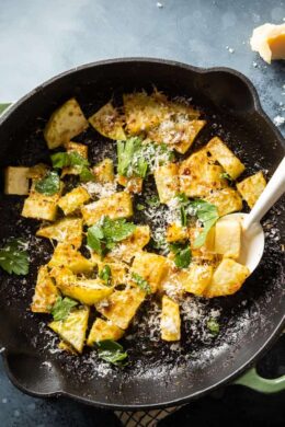 Roasted kohlrabi with parmesan and garlic butter