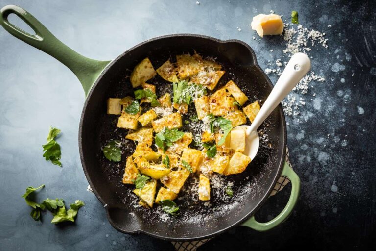 Roasted kohlrabi with parmesan and garlic butter