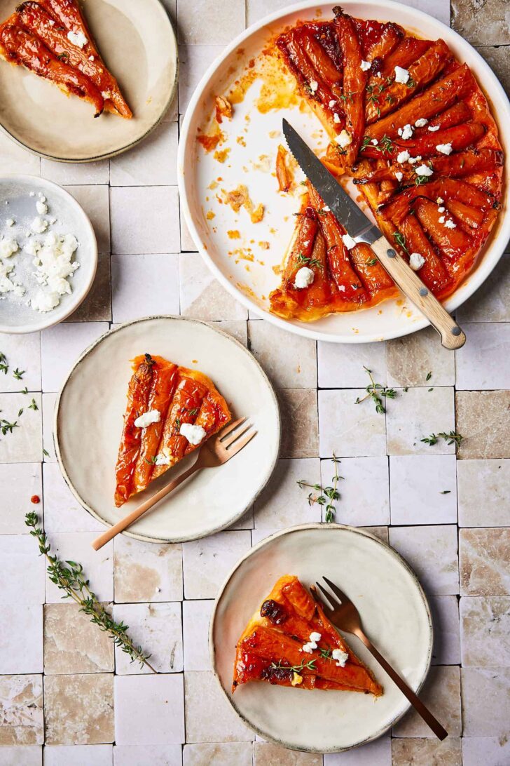 carrot tarte tatin with some slices on the side